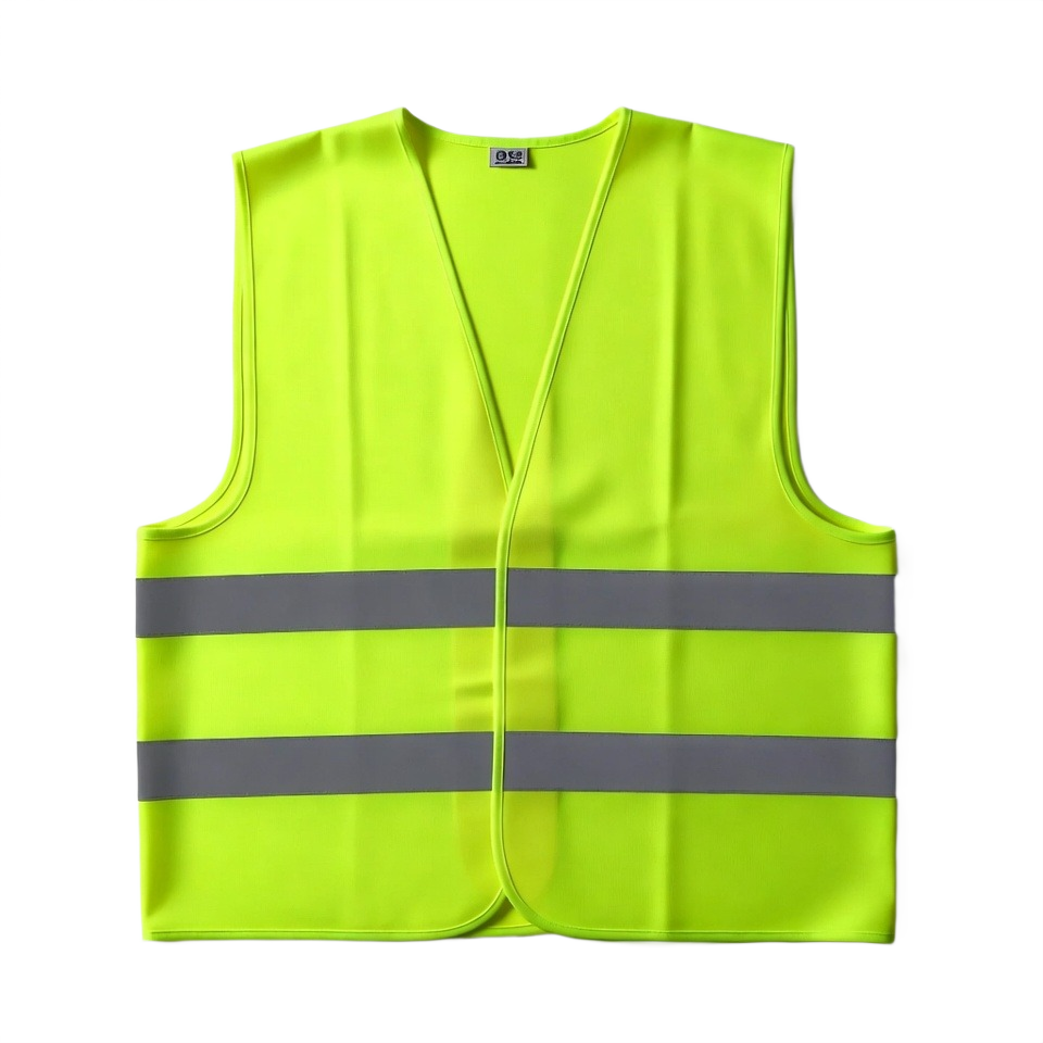 High-visibility safety reflector jacket in neon green for site workers