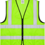 High-visibility safety reflector jacket in neon green for site workers