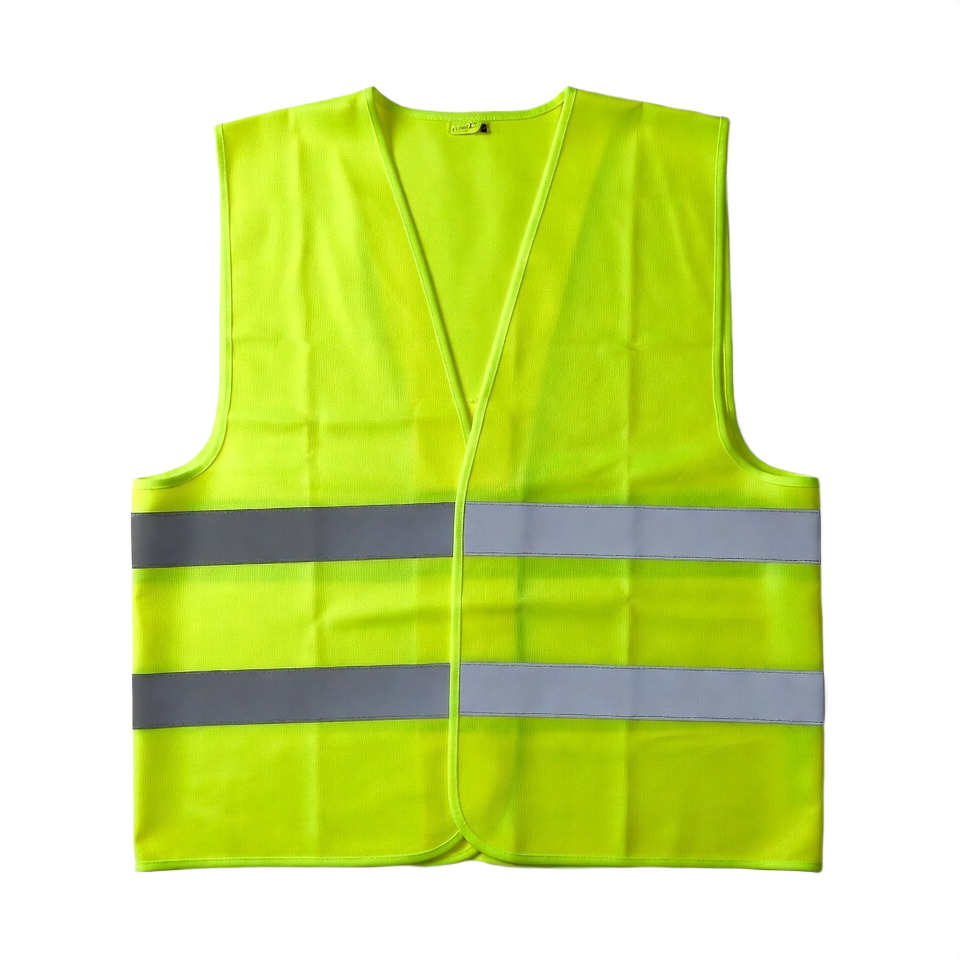High-visibility safety reflector jacket in neon green for site workers